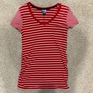 Red striped maternity tee